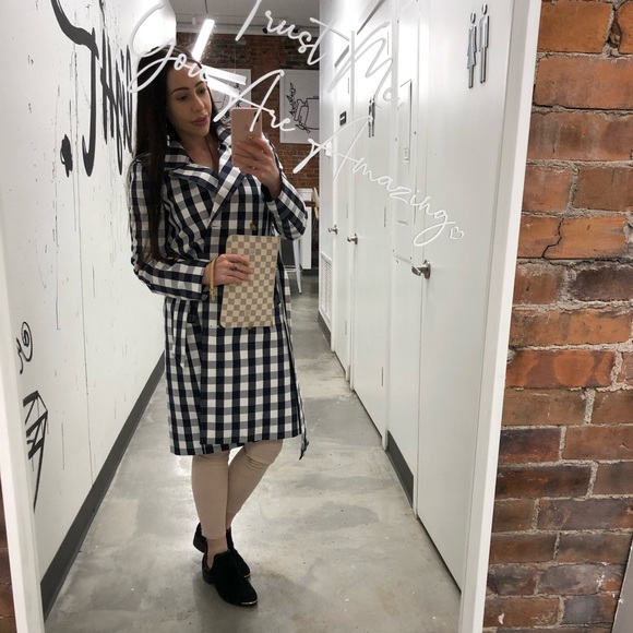 J. Crew Gingham Trench Coat Raincoat - Picture 2 of 2